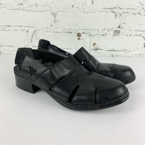 Rieker Black Leather Slingback Elastic Fisherman Sandals 39